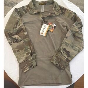 NWT Serket Combat Mens M OCP Multicam 1/4 Zip Tactical Army Ripstop Camo Green